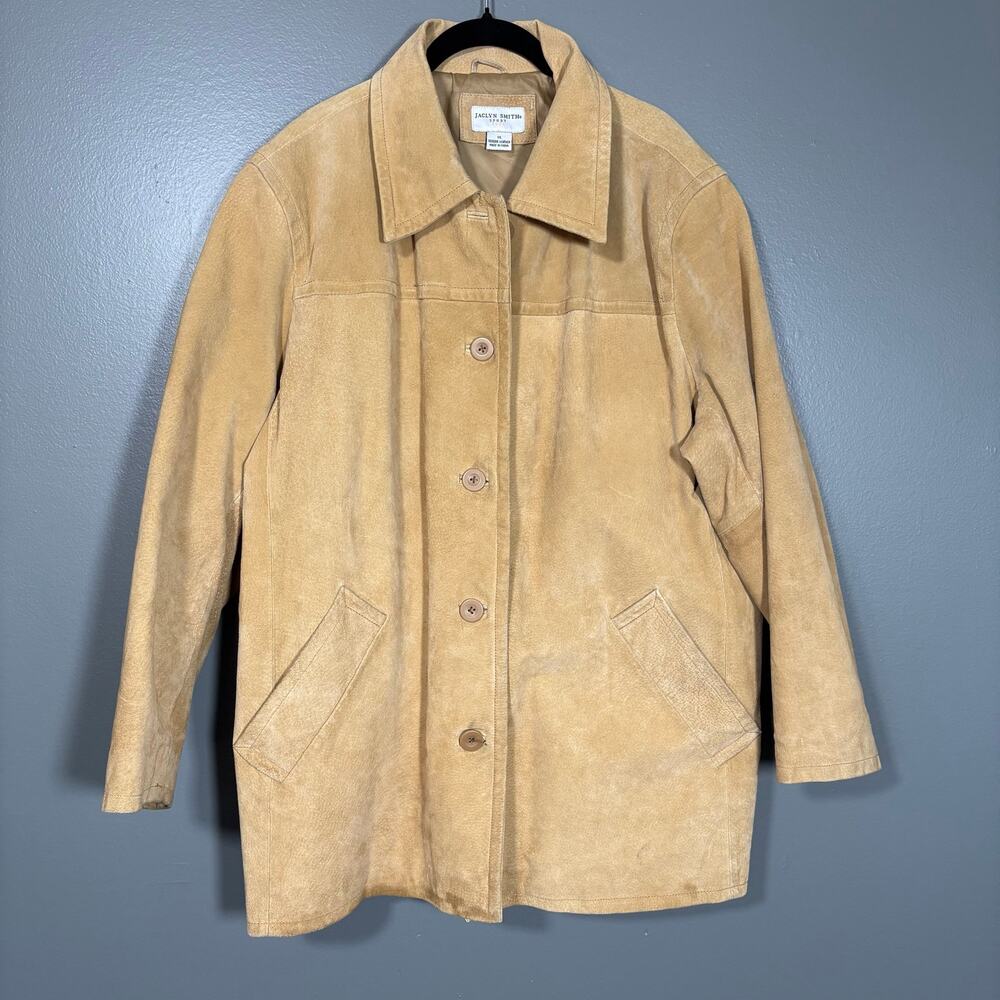 Jaclyn Smith Vintage 90's Heavy Suede Chore Jacket - Women's Plus Size 1X - Tan